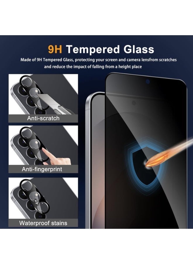 BORTONY Samsung Galaxy S26 Plus 5G Privacy Tempered Glass Anti-Spy Ultra Clear Glass 2-Pack + 2-Pack Camera Lens Protector For Galaxy S26 Plus Bubble-Free Fingerprint Support Glass For Samsung Galaxy S26 Plus - Image 5